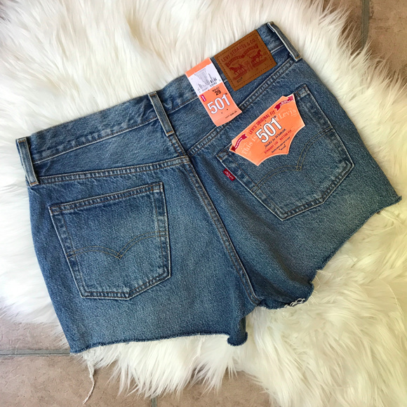 Levi's 501 Distressed Cutoff Denim Shorts - Picture 3 of 8